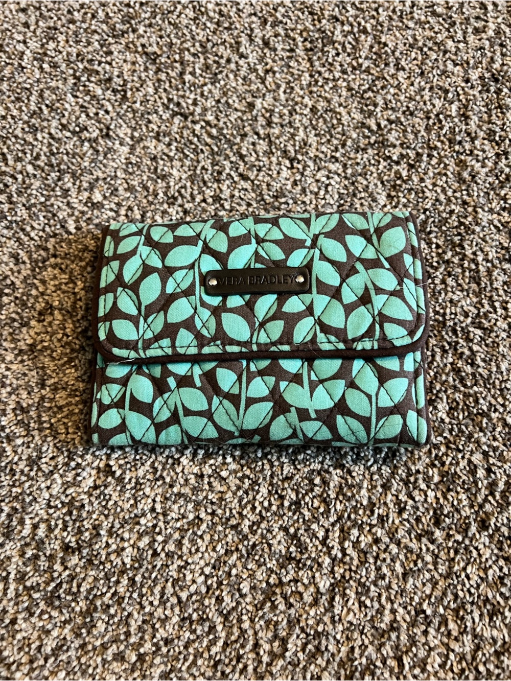 Vera Bradley Turquoise Leaf Quilted Wallet